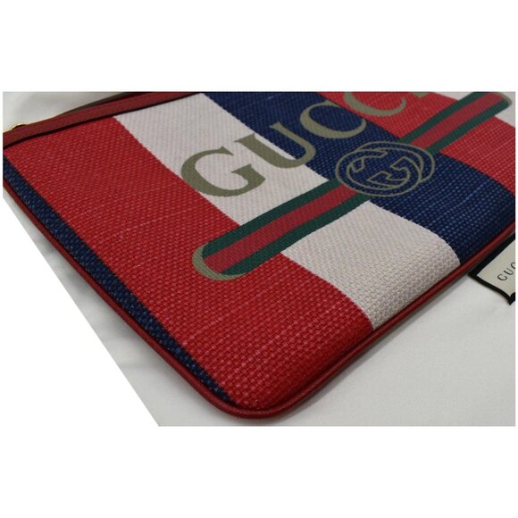GUCCI  Linea Merida Web Stripe Canvas Zip Pouch Multicolor 524788 - Picture 6 of 11